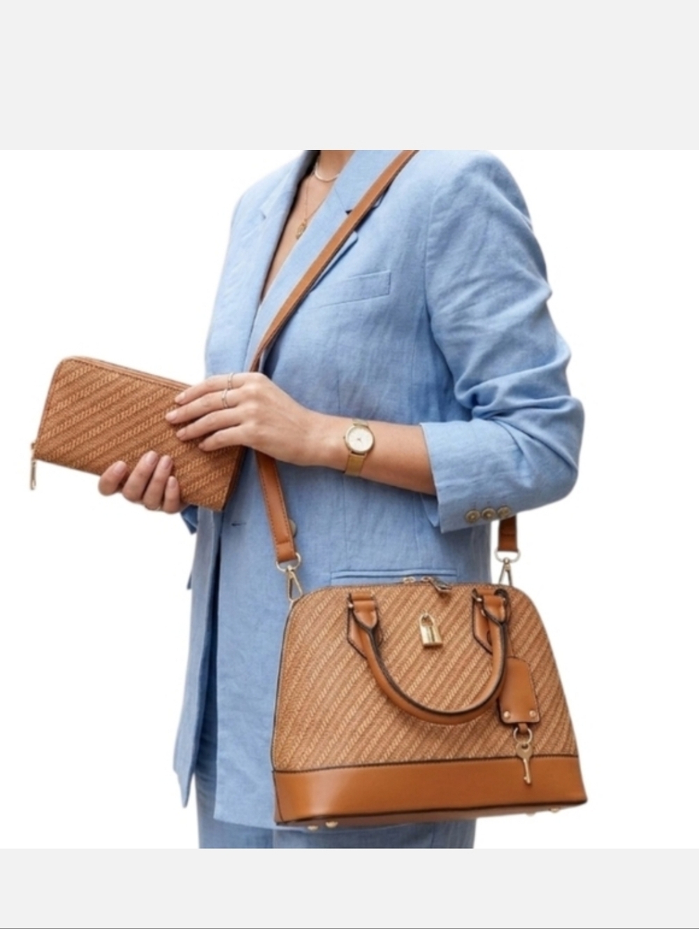 Brown Bowler bag and wallet set